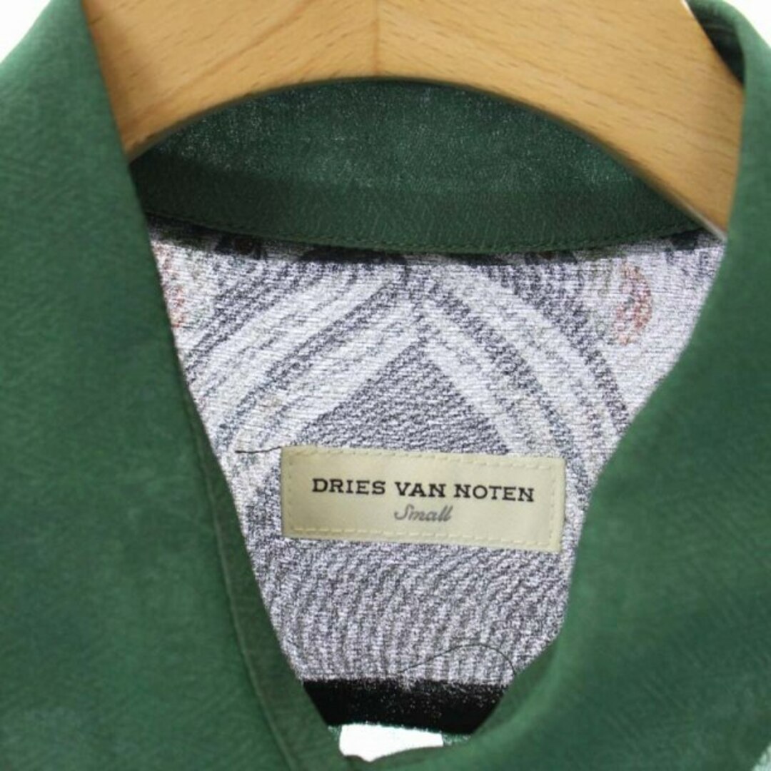 DRIES VAN NOTEN バタフライスカーフ柄シルクロングシャツ S