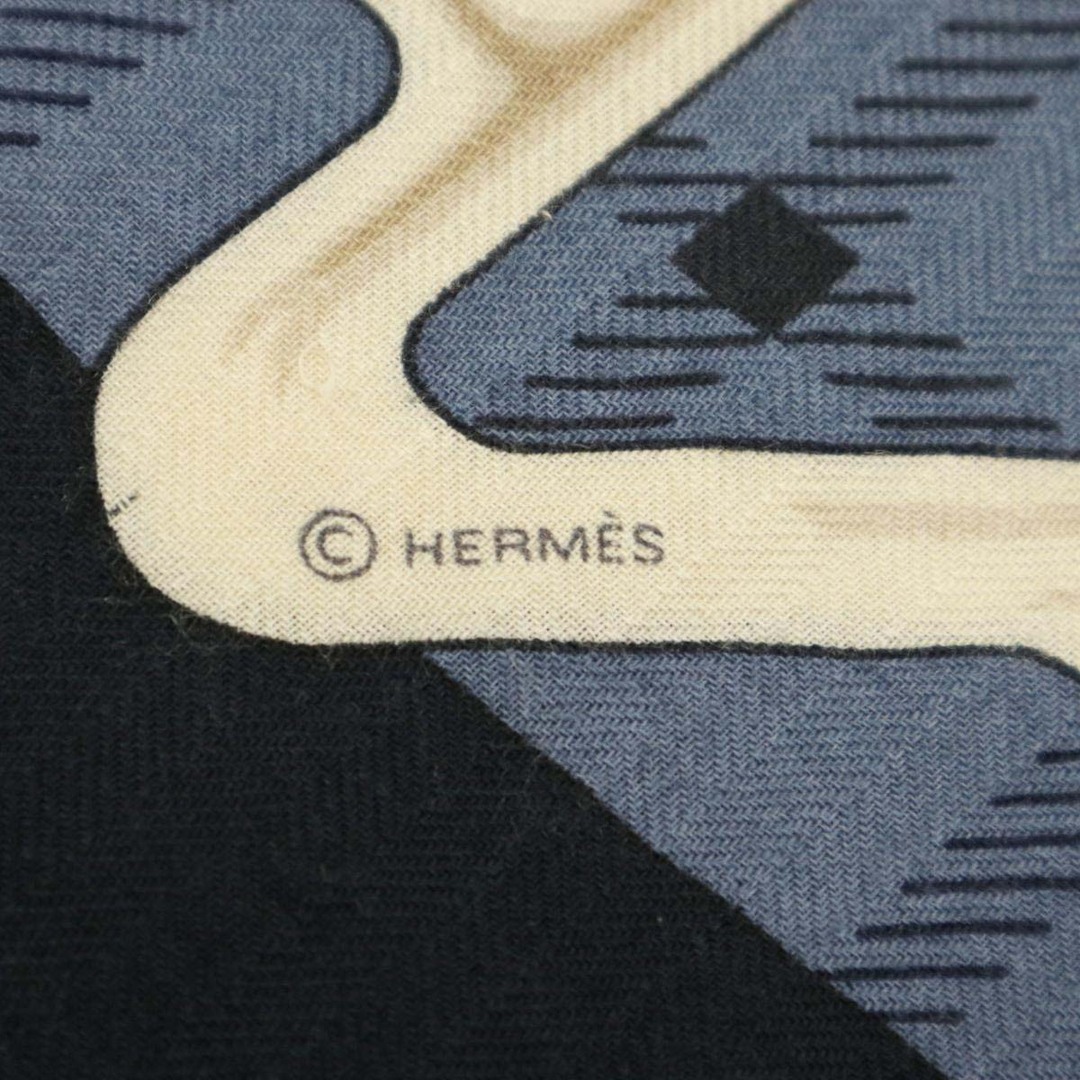 エルメス カレ140 SELLIER タッタソール スカーフ レディース ブラック ブルー HERMES  【アパレル・小物】 5