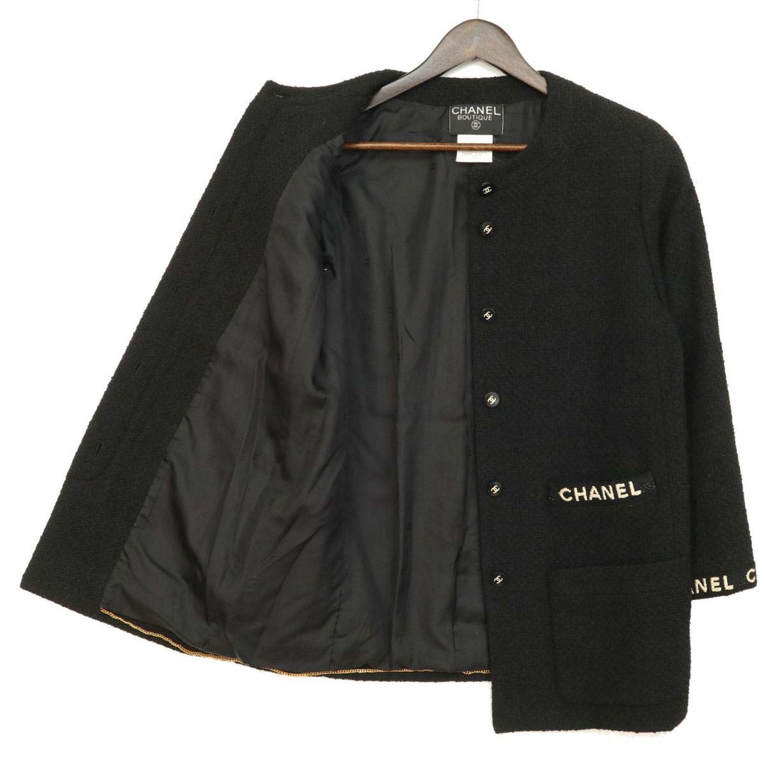 CHANEL(シャネル)のシャネル ココマーク ツイード ノーカラー ジャケット P05629V04386 レディース ブラック CHANEL 【中古】 【アパレル・小物】 レディースのジャケット/アウター(ノーカラージャケット)の商品写真