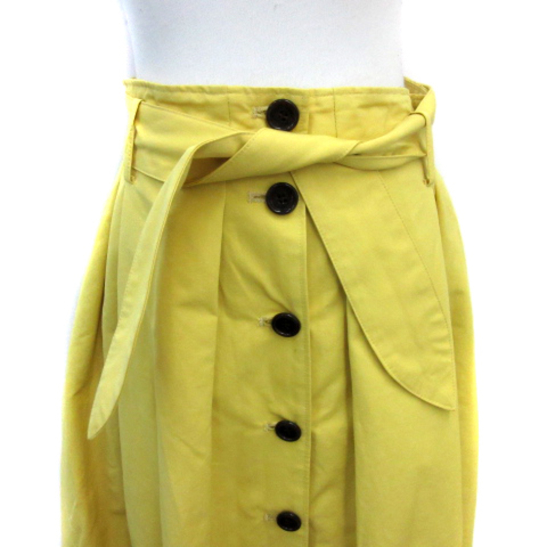 JILLSTUART(ジルスチュアート)のジルスチュアート フレアスカート ボタンダウンスカート ミモレ丈 4 黄色 レディースのスカート(ひざ丈スカート)の商品写真