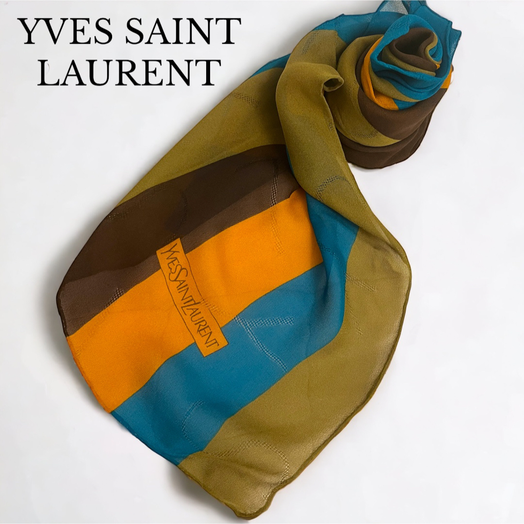 sale】 YSL イブサンローラン 特大判シルクシフォンスカーフ - ラグ