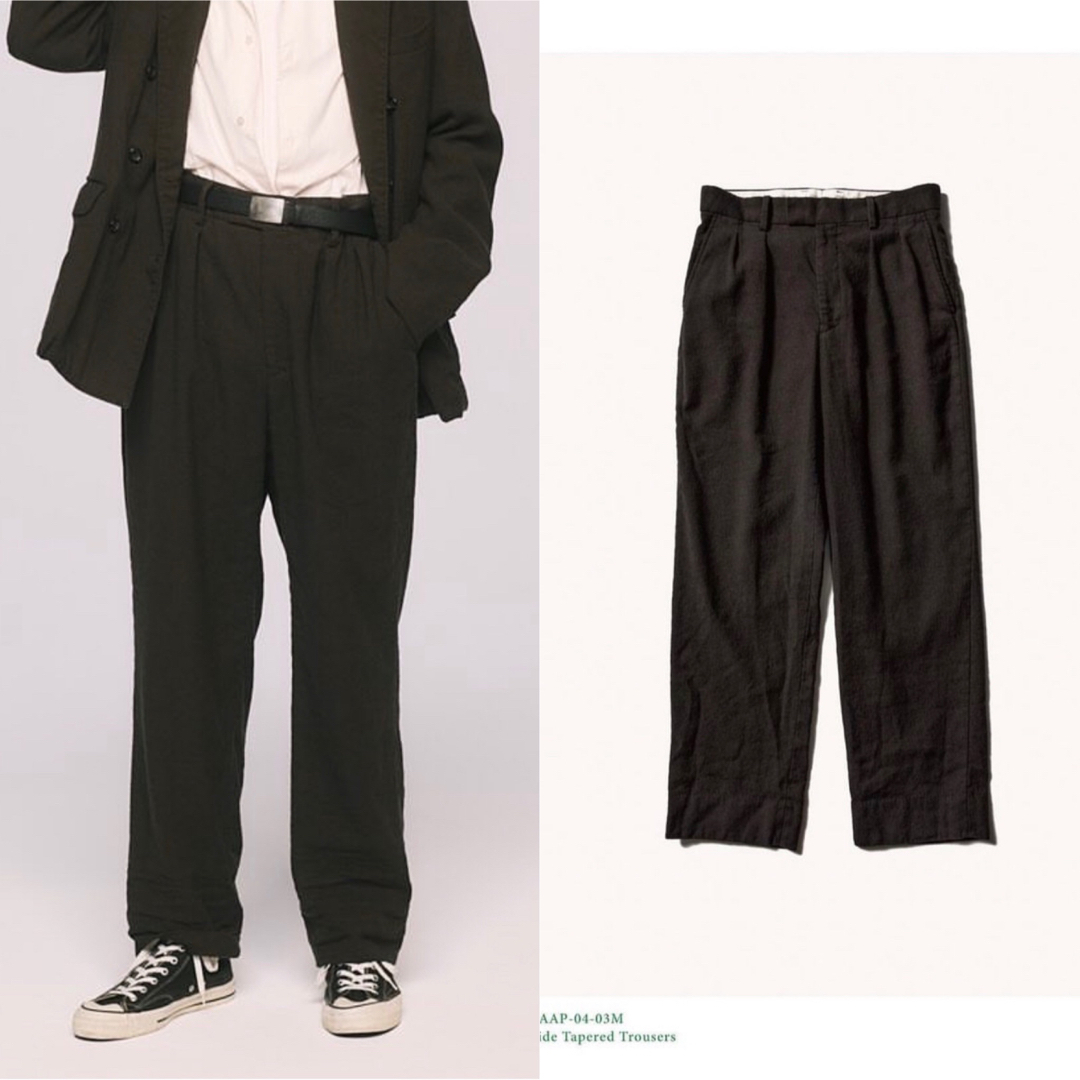 a.presse Wide Tapered Trousers KHAKI 3 - スラックス