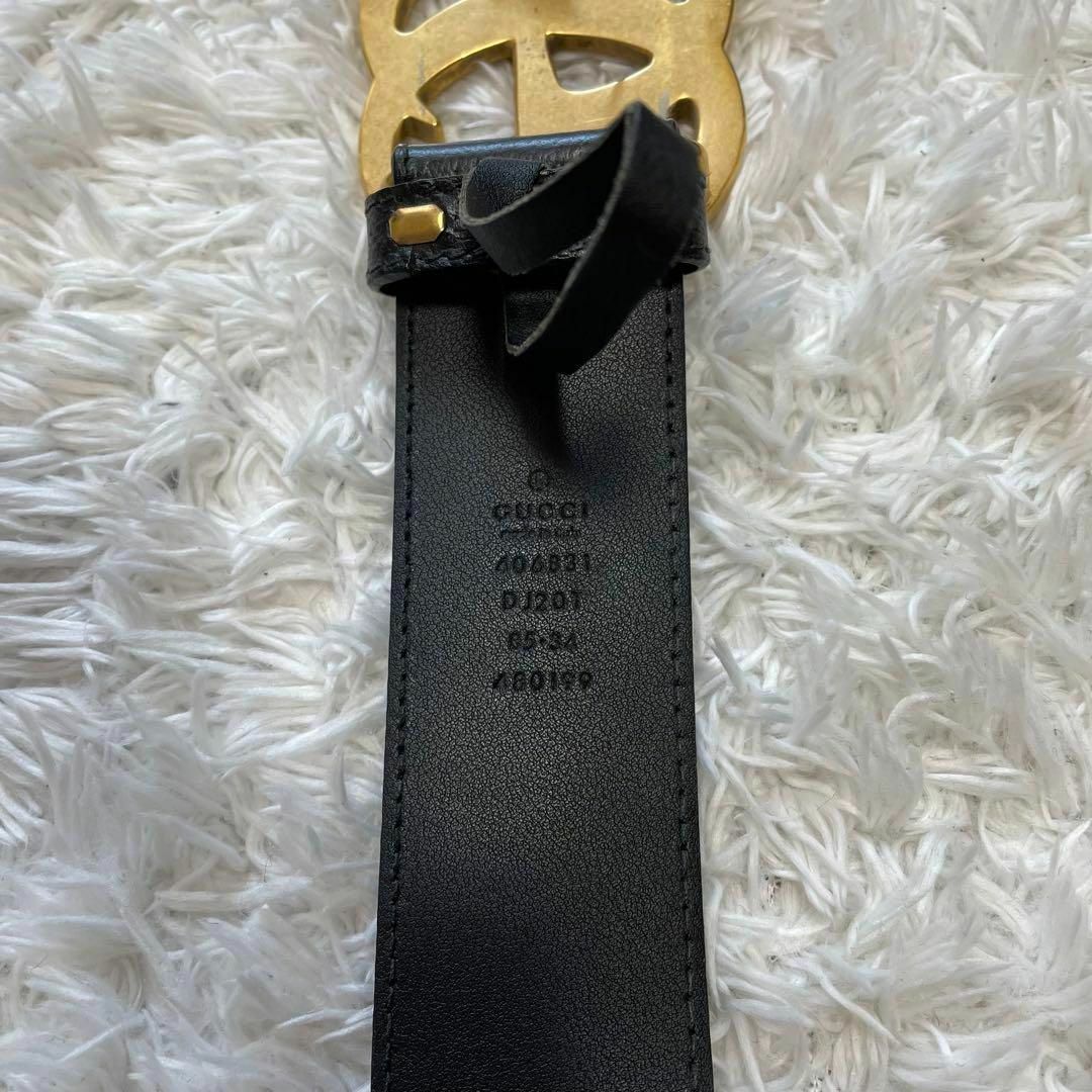 極美品✨グッチ ベルト GGマーモント ゴールド金具 レザー 黒 406831
