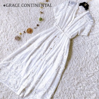 グレースコンチネンタル(GRACE CONTINENTAL)のグレースコンチネンタルレース刺繍 フレア ロングワンピース(ロングワンピース/マキシワンピース)