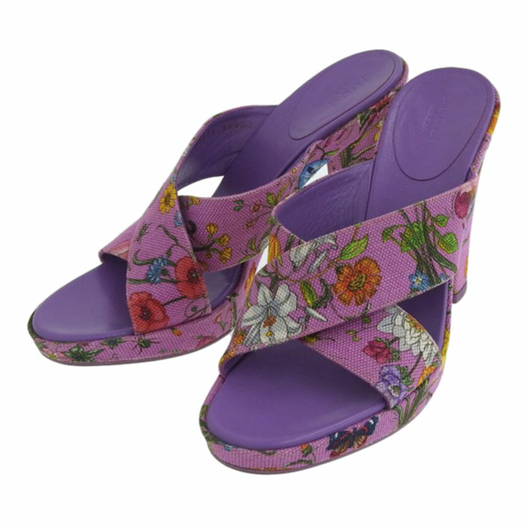 Gucci - 【中古】Gucci グッチ キャンバス レザー フローラ クロス