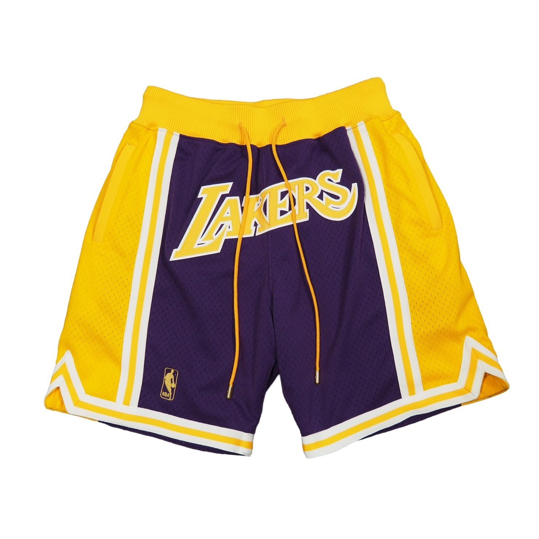 極美品 JUST DON ジャストドン レイカーズ ショートパンツ イエロー パープル NBA SHORNG18321-LAL サイズM 中古 53784 メンズのパンツ(ショートパンツ)の商品写真