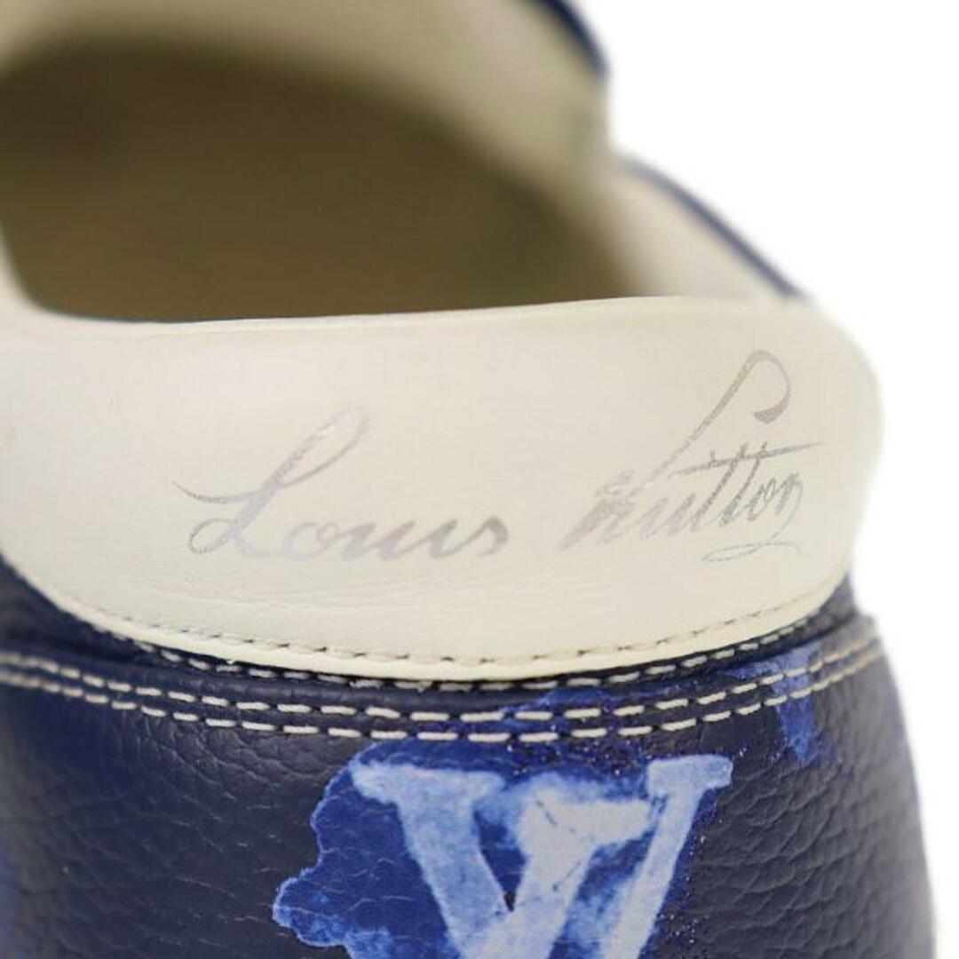 ルイヴィトン スリッポン メンズ  サイズ7 1/2 約26.5cm LVオリライン ネイビー LOUIS VUITTON  | ファッション シューズ 靴 紺色 ルイビトン ブランド カジュアル Aランク