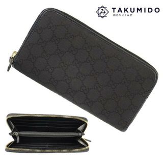 グッチ(Gucci)のグッチ ラウンドファスナー長財布 363423 中古 GG ブラック ナイロン レザー GUCCI 【中古】 | ロングウォレット レディース ファッション 黒 サイフ ブランド小物 Aランク(財布)