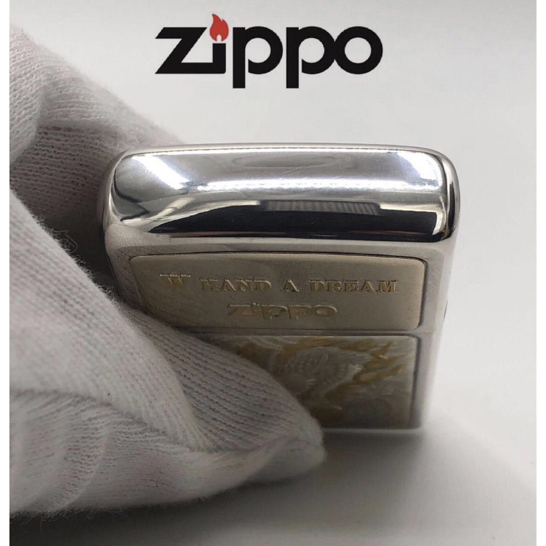 ZIPPO(ジッポー)のZIPPO 龍 ドラゴン W HAND A DREAM 和柄 銀貼り20ミクロン メンズのファッション小物(タバコグッズ)の商品写真