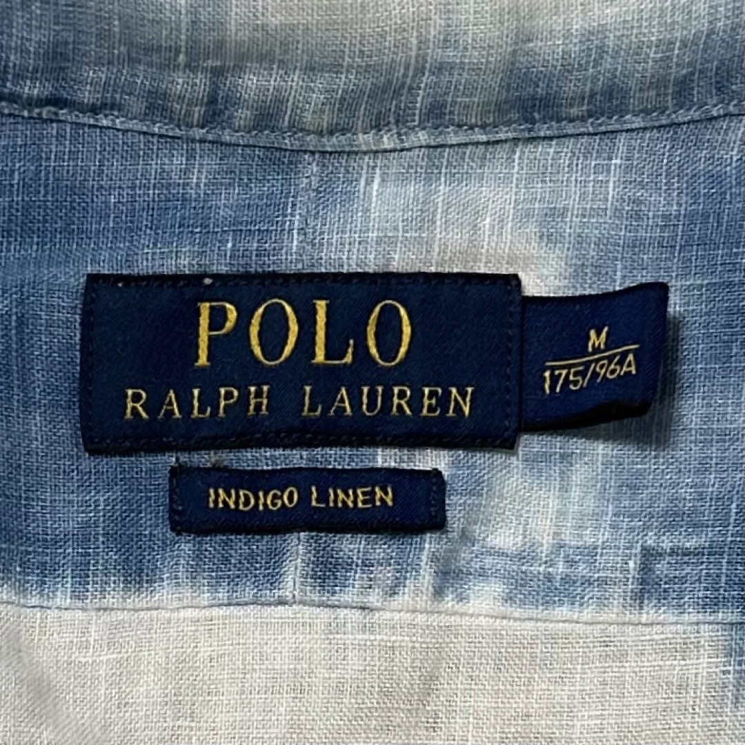 POLO RALPH LAUREN(ポロラルフローレン)のラルフローレン★長袖シャツ★インディゴ★リネン★タイダイ★ムラ染★ブルー青白★M メンズのトップス(シャツ)の商品写真