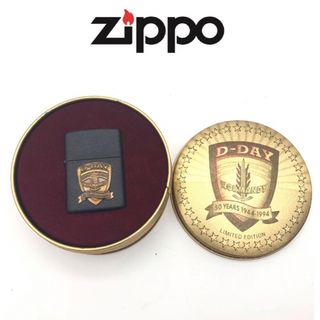 ジッポー(ZIPPO)のZIPPO ジッポー　D-day50周年 ブラッククラックル 丸缶 1994年(タバコグッズ)