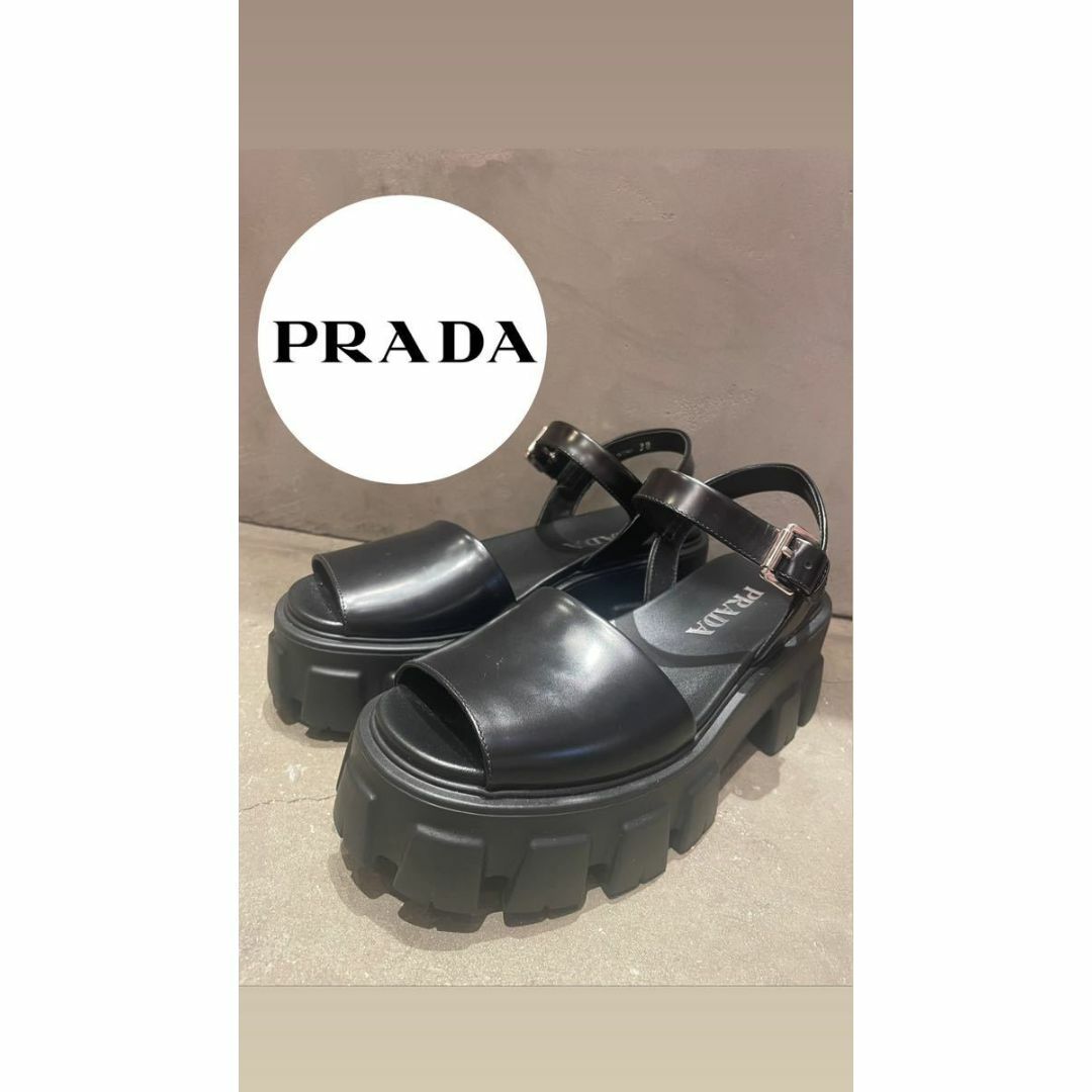 未使用品 展示品 197213 PRADA プラダ 厚底サンダル サンダル 38