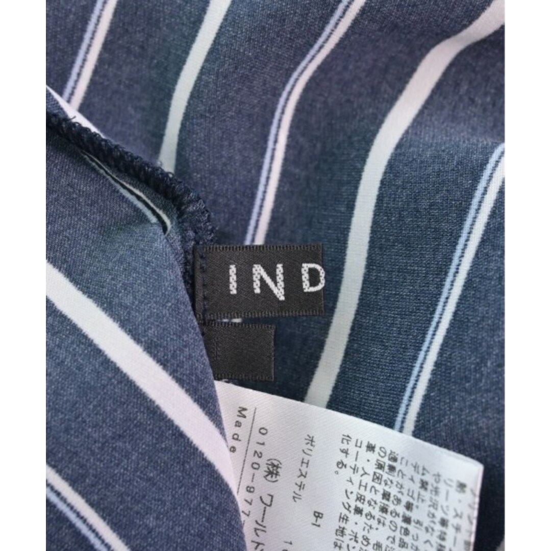 INDIVI(インディヴィ)のINDIVI カジュアルシャツ 05(XXS位) 紺x白x水色(ストライプ) 【古着】【中古】 レディースのトップス(シャツ/ブラウス(長袖/七分))の商品写真