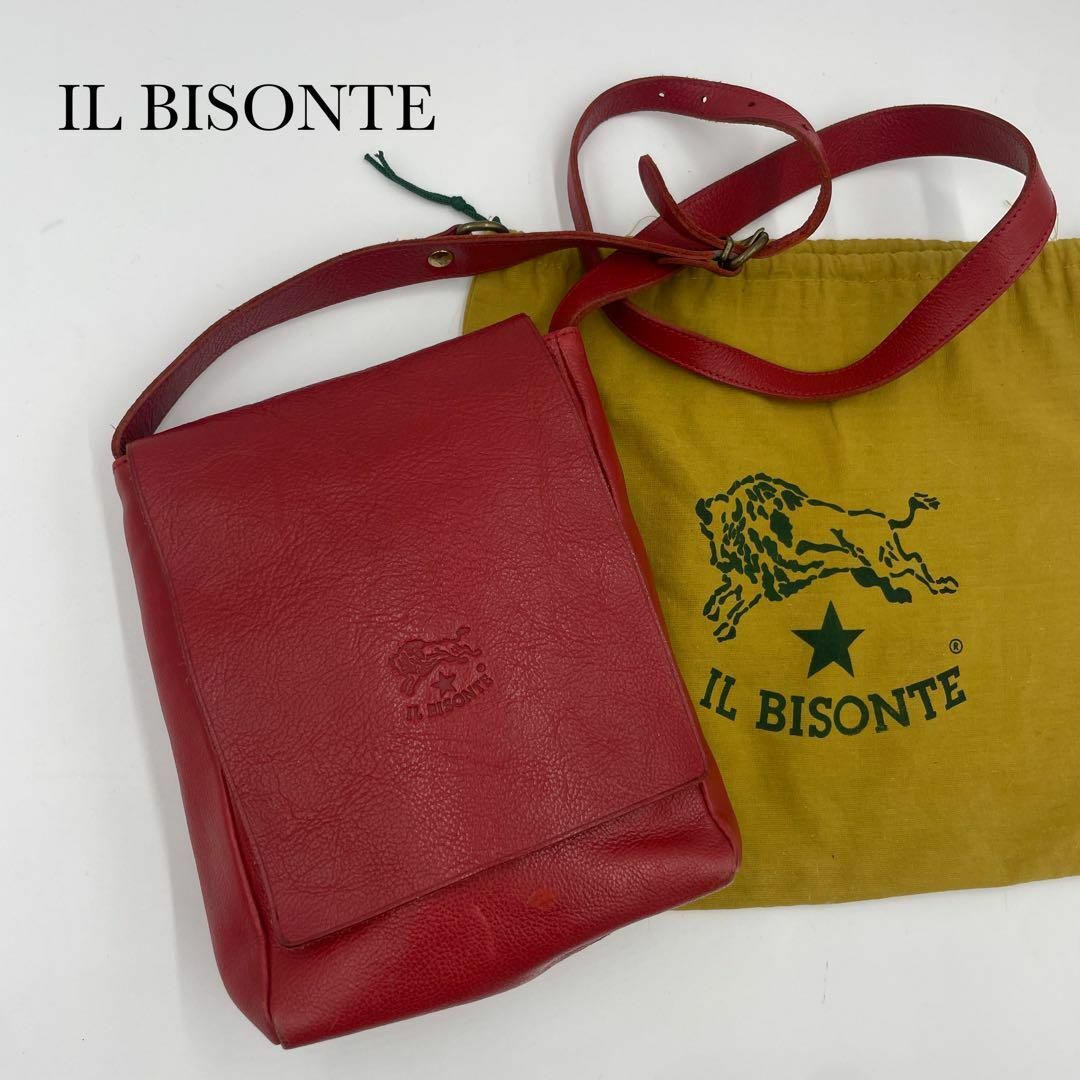 IL BISONTE - 美品✨イルビゾンテ ショルダーバッグ ヌメ革 ロゴ型押し ...