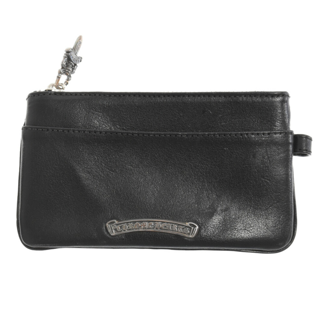 CHROME HEARTS クロムハーツ ZPR CHG WRISTLET SML/ジッパーチェンジパース ストラップ付クロスパッチダガージップレザーコインケース ブラック