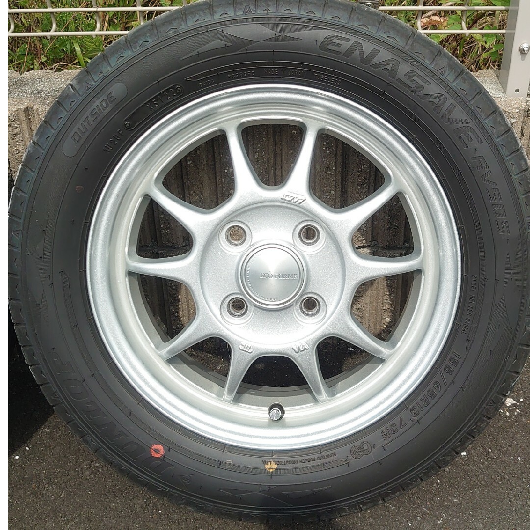 BRIDGESTONE(ブリヂストン)の【美品】ブリジストン エコフォルム CRS102 13インチ 155/65R13 自動車/バイクの自動車(タイヤ・ホイールセット)の商品写真