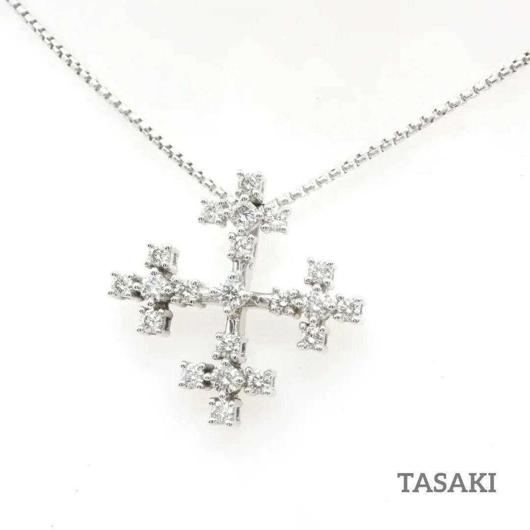 043ct総重量TASAKI★タサキ K18WG ダイヤ ペンダント ネックレス