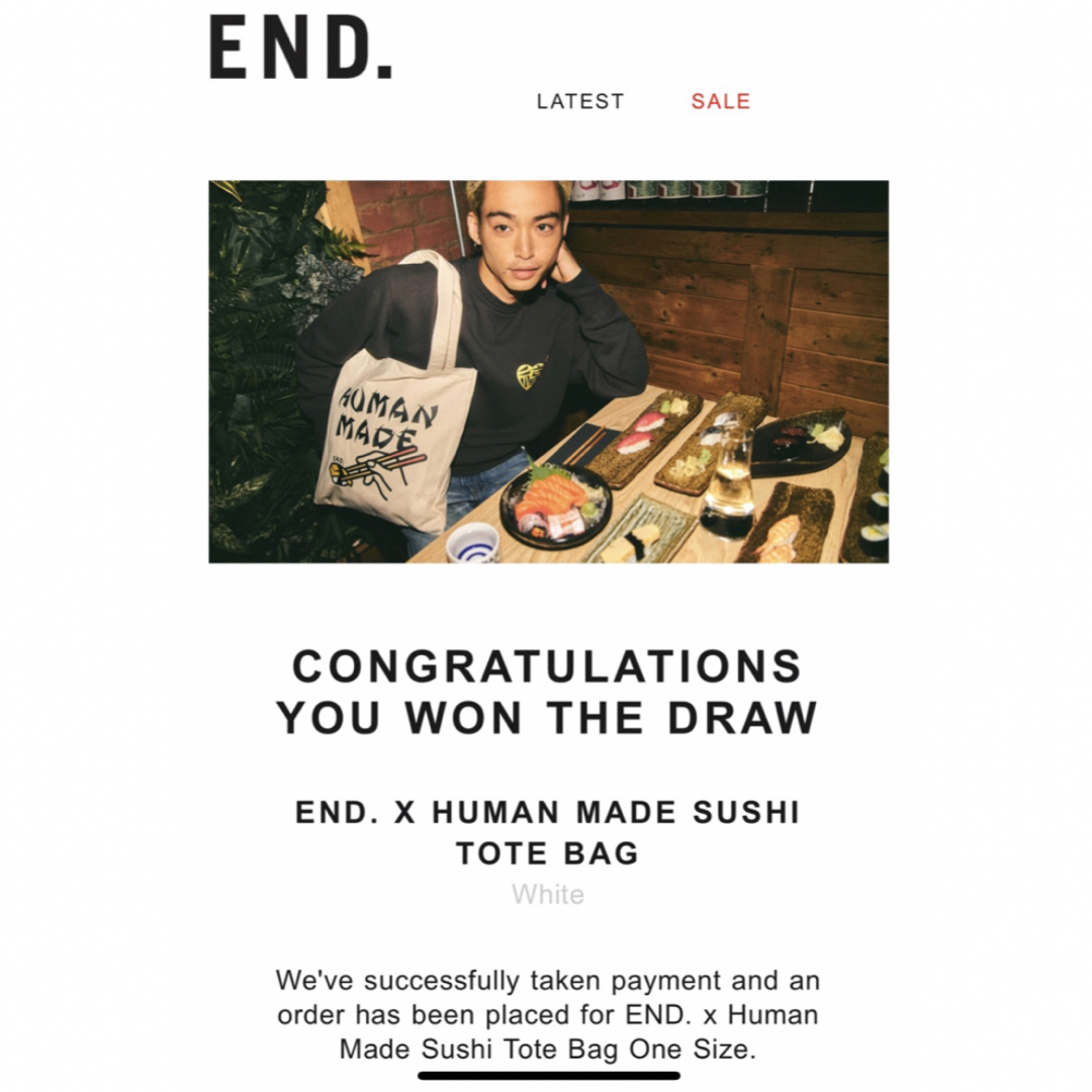 HUMAN MADE x END. Sushi Tote Bag "White"バッグ