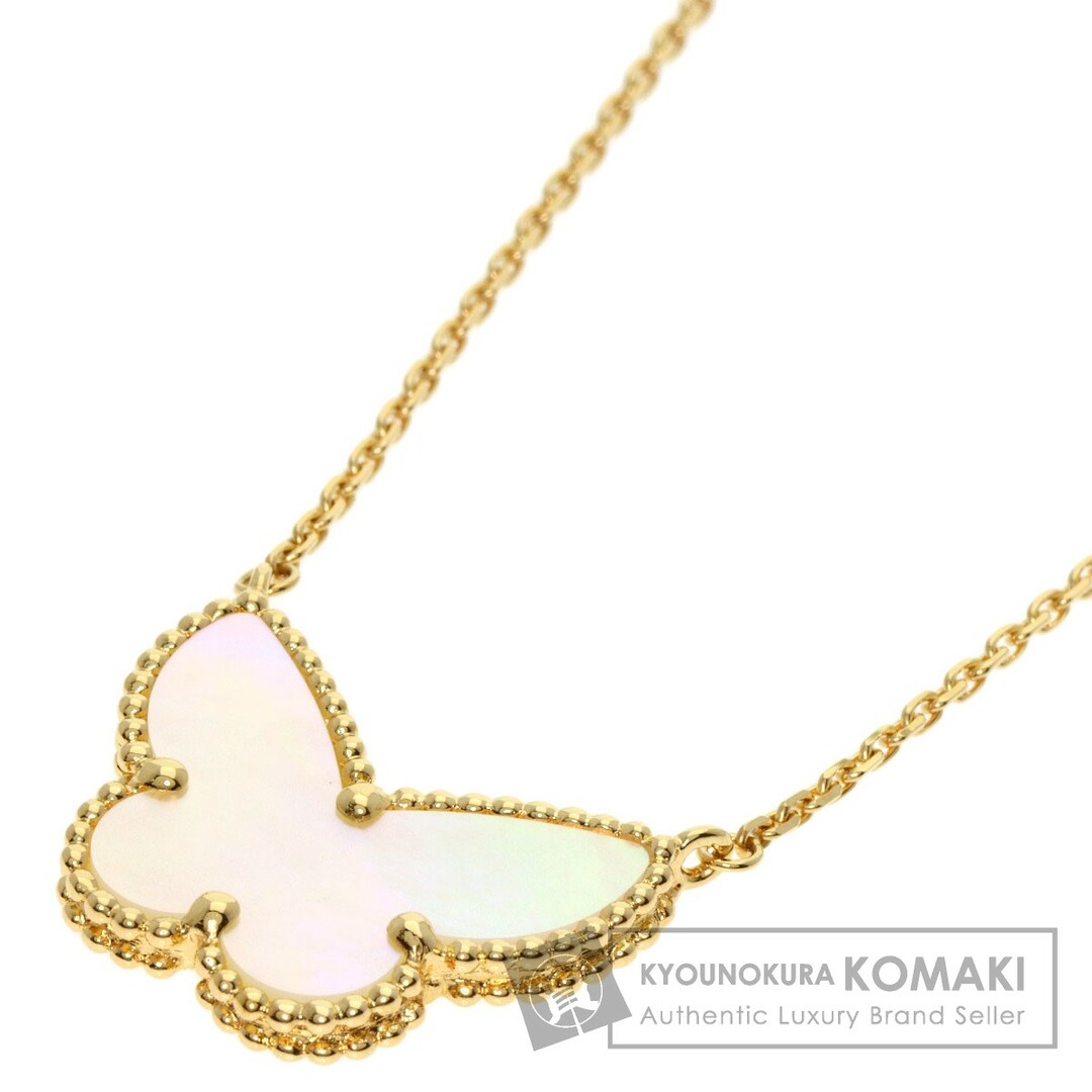 Van Cleef & Arpels ラッキーアルハンブラ パピヨン シェル ネックレス K18YG レディース