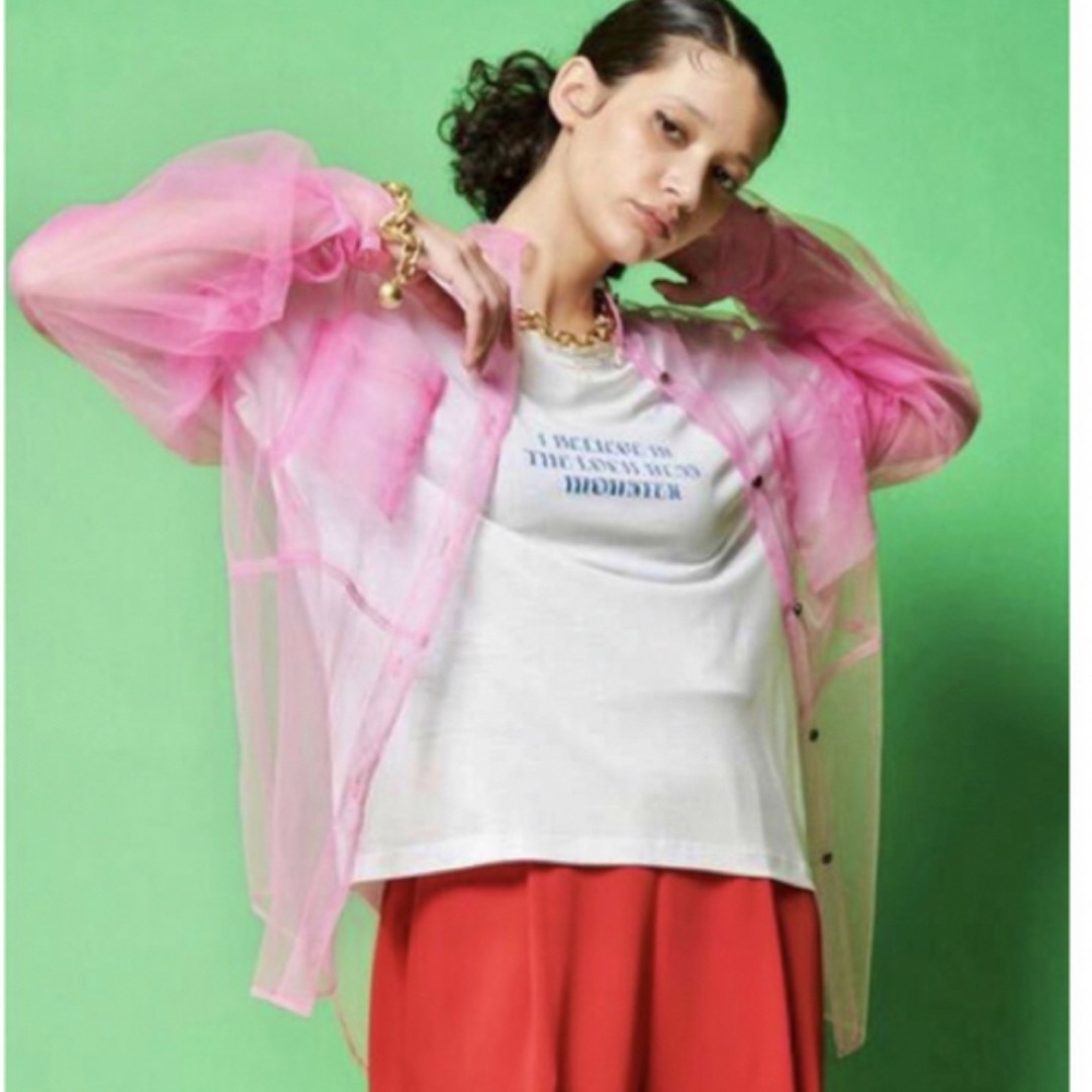 トップスメゾンスペシャル　　ソフトチュールシャツ　　シアーシャツ　　ピンク