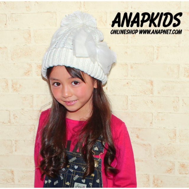 ANAP Kids(アナップキッズ)の公式通販完売品！限定お値下げ‼︎ANAPKIDS♡チュールリボンニット帽 キッズ/ベビー/マタニティのこども用ファッション小物(帽子)の商品写真