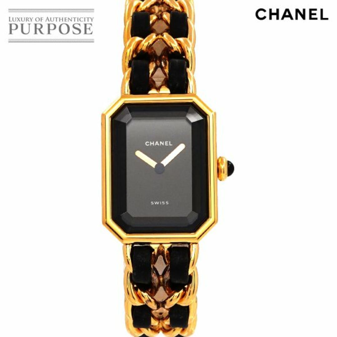 シャネル CHANEL プルミエール Mサイズ H0001 ヴィンテージ レディース 腕時計 ブラック 文字盤 ゴールド ウォッチ Premiere VLP 90204223