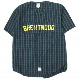 ネペンテス(NEPENTHES)のNEPENTHES ネペンテス アメリカ製 NEP NY BB SHIRT - PLAID W/PRINT チェックベースボールシャツ S NAVY/GREEN 半袖 BRENTWOOD トップス【中古】【NEPENTHES】(シャツ)