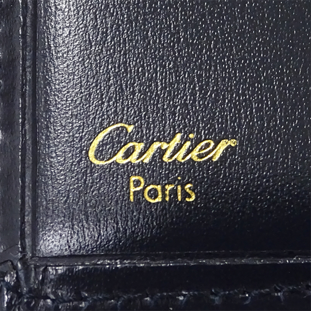 Cartier(カルティエ)のカルティエ Cartier 財布 ユニセックス ブランド サファイア 二つ折り財布  ダークネイビー 無地 おしゃれ シンプル コンパクト 小さめ 【中古】 レディースのファッション小物(財布)の商品写真