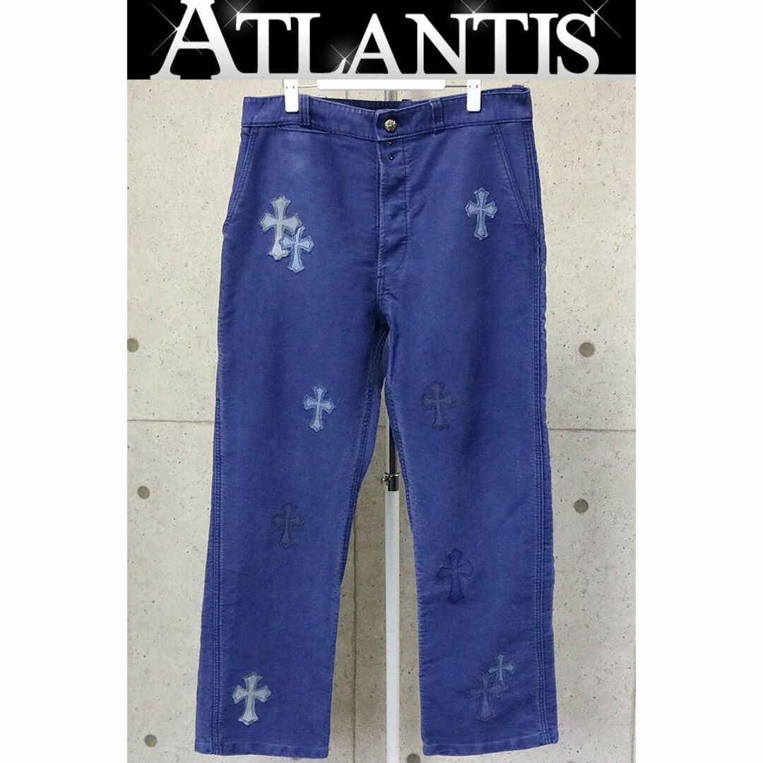 CHROME HEARTS クロムハーツ FRENCH WORK PANTS クロスパッチフレンチワークロングパンツ ブルー