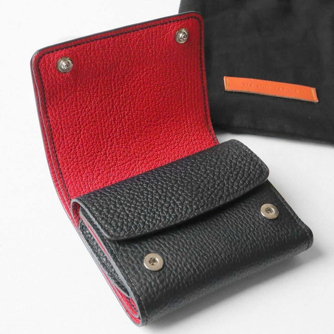 メゾンタクヤ 極上シュランクカーフ 黒×赤 三つ折り 財布 | フリマアプリ ラクマ