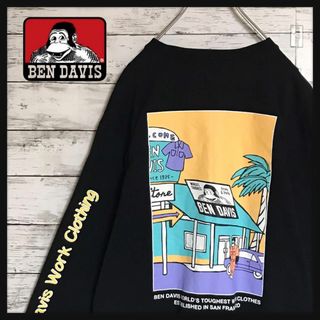 ベンデイビス(BEN DAVIS)の【美品】ベンデイビス　背面ビッグプリントロンＴ　肉厚　ブラック　A659(Tシャツ/カットソー(半袖/袖なし))