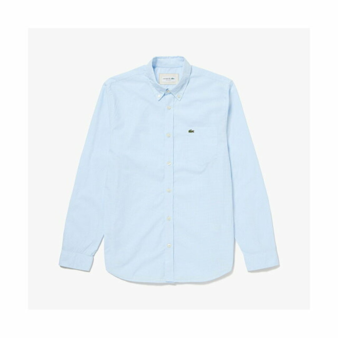 【ライトブルー】ギンガムチェックボタンダウンシャツ