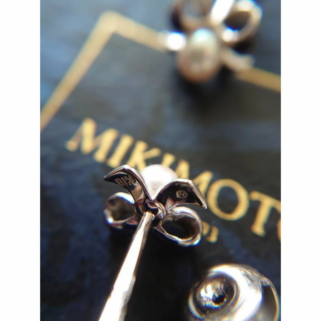 ミキモト】K18WG ベビーパール 約3.7mm リボン ピアス 御木本 www