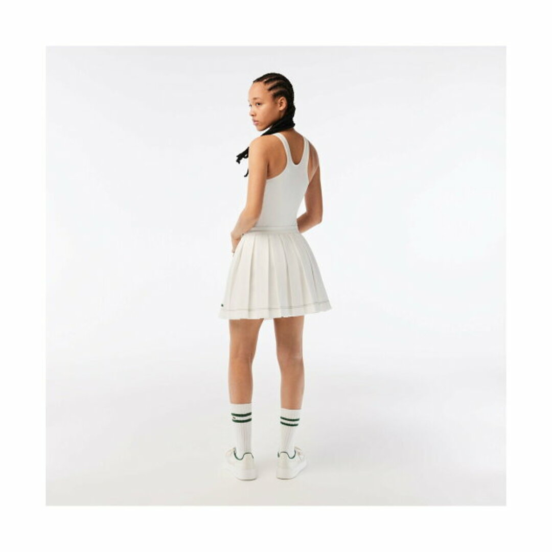 【オフホワイト】配色ステッチプリーツテニススカート