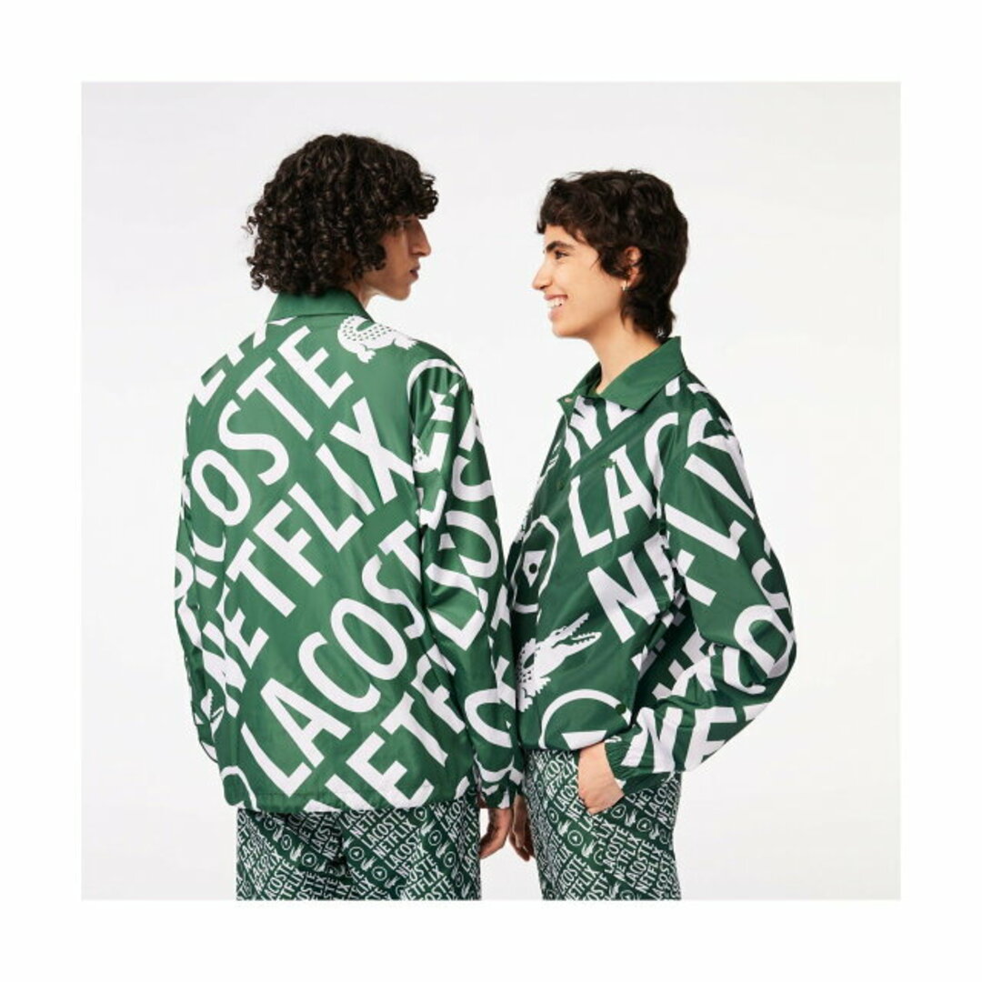グリーン】『Lacoste x Netflix』 総柄コーチジャケット-