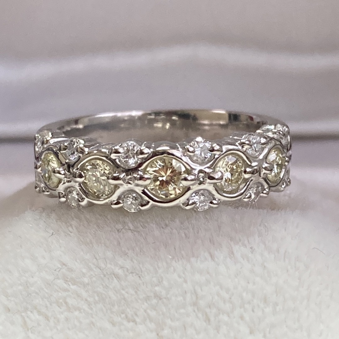 Pt900 0.32 0.2ct イエローダイヤモンドリング 指輪