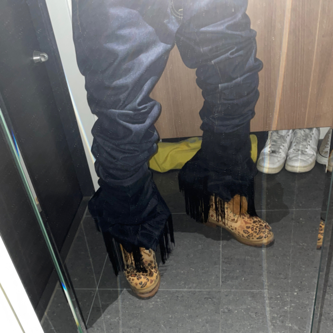 ロングレングスデニム リメイクパンツ 再構築 ラッパー ヒップホップ フリンジ