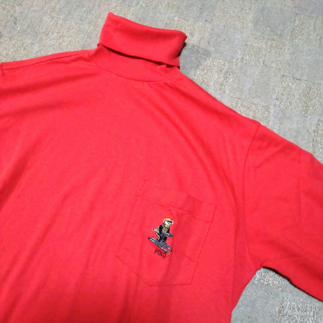 ラルフローレン　ポロベア　赤タートルネックシャツ オーバーサイズ インパクト21 6