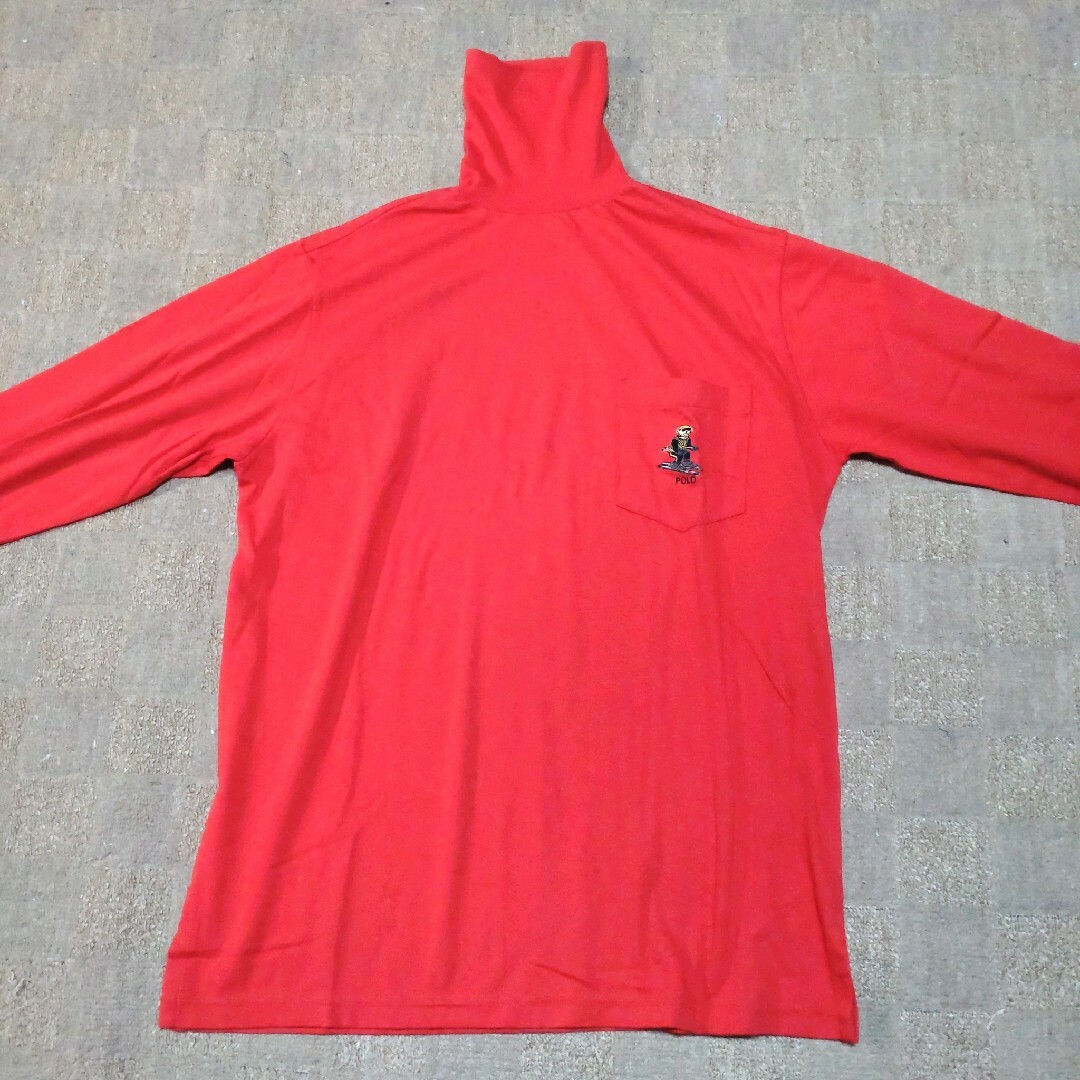ラルフローレン　ポロベア　赤タートルネックシャツ オーバーサイズ インパクト21 5