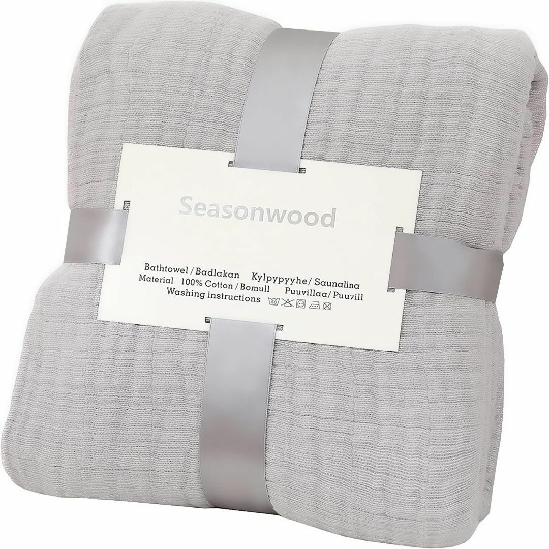 【色: グレー】SeasonWood ガーゼケット ダブル オーガニックコットン