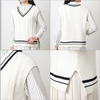 【新品】ニューヨーカーL 23号 リリヤーンケーブル チルデンニットベスト