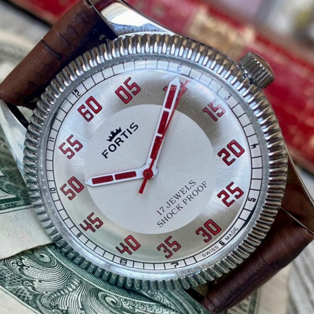 【個性的デザイン】フォルティス メンズ腕時計 シルバー 手巻き ヴィンテージ