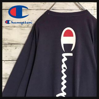 チャンピオン(Champion)の【人気パープル】チャンピオン　背面センターデカロゴロンＴ　美品　F667(Tシャツ/カットソー(七分/長袖))