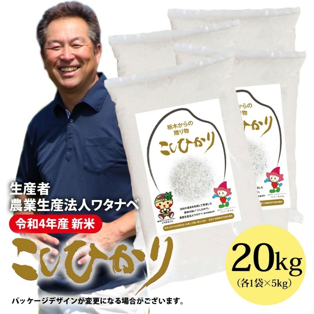 令和4年産20kg『コシヒカリ』無洗米☆粒ぞろいで美味しいお米☆米の横綱