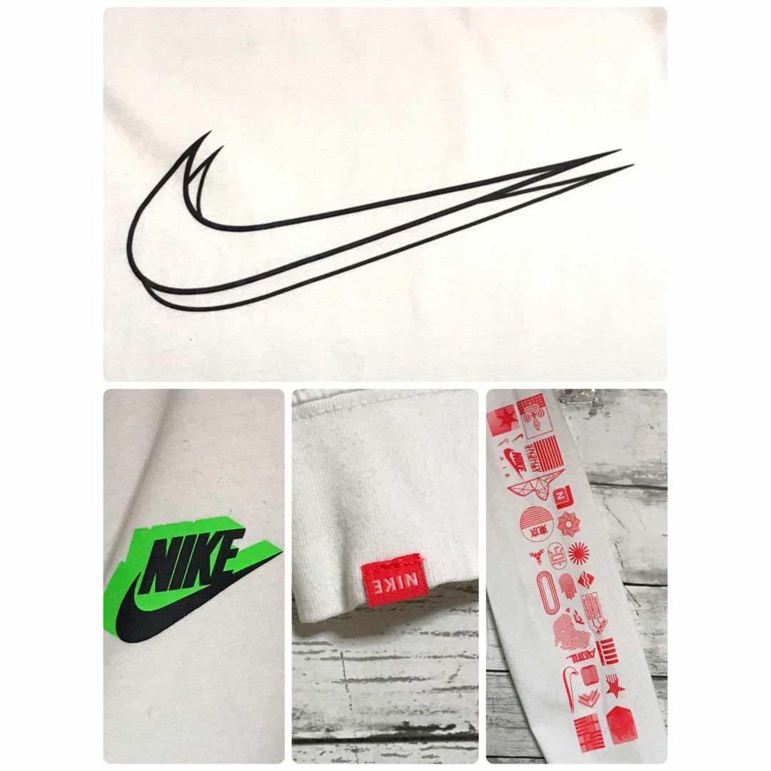 NIKE(ナイキ)の【希少デザイン】ナイキ　背面重ねデカロゴロンＴ　美品　ホワイト　F664 メンズのトップス(Tシャツ/カットソー(七分/長袖))の商品写真