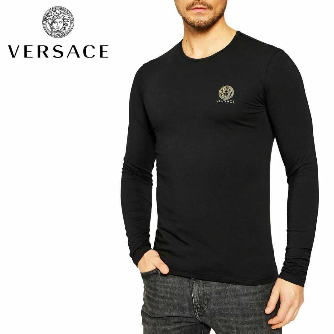 5 VERSACE ブラック メデューサ 長袖Tシャツ size 8 | フリマアプリ ラクマ