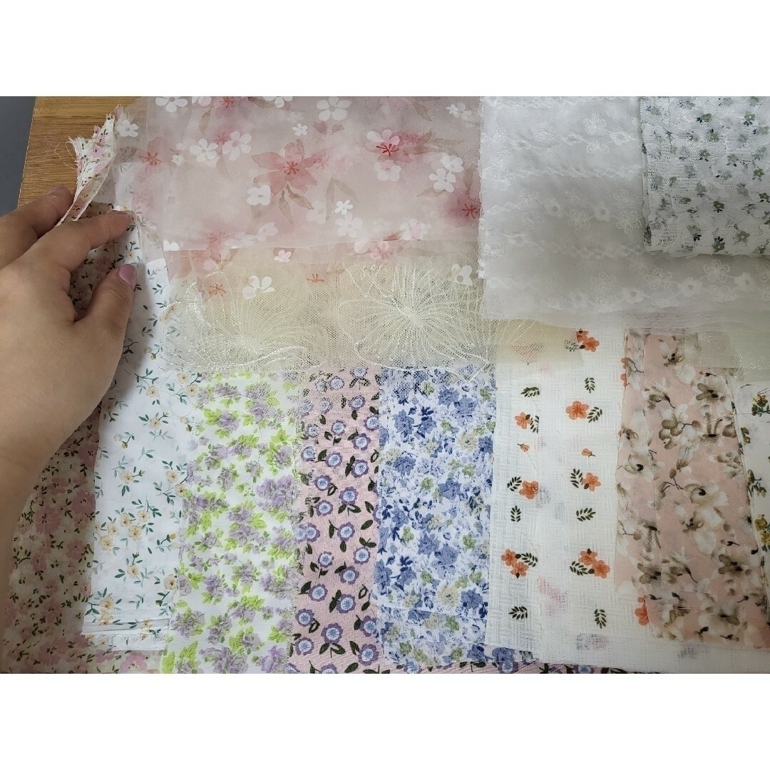 生地 花柄布 レース 詰め合わせ 16種類セット ハンドメイドの素材/材料(生地/糸)の商品写真