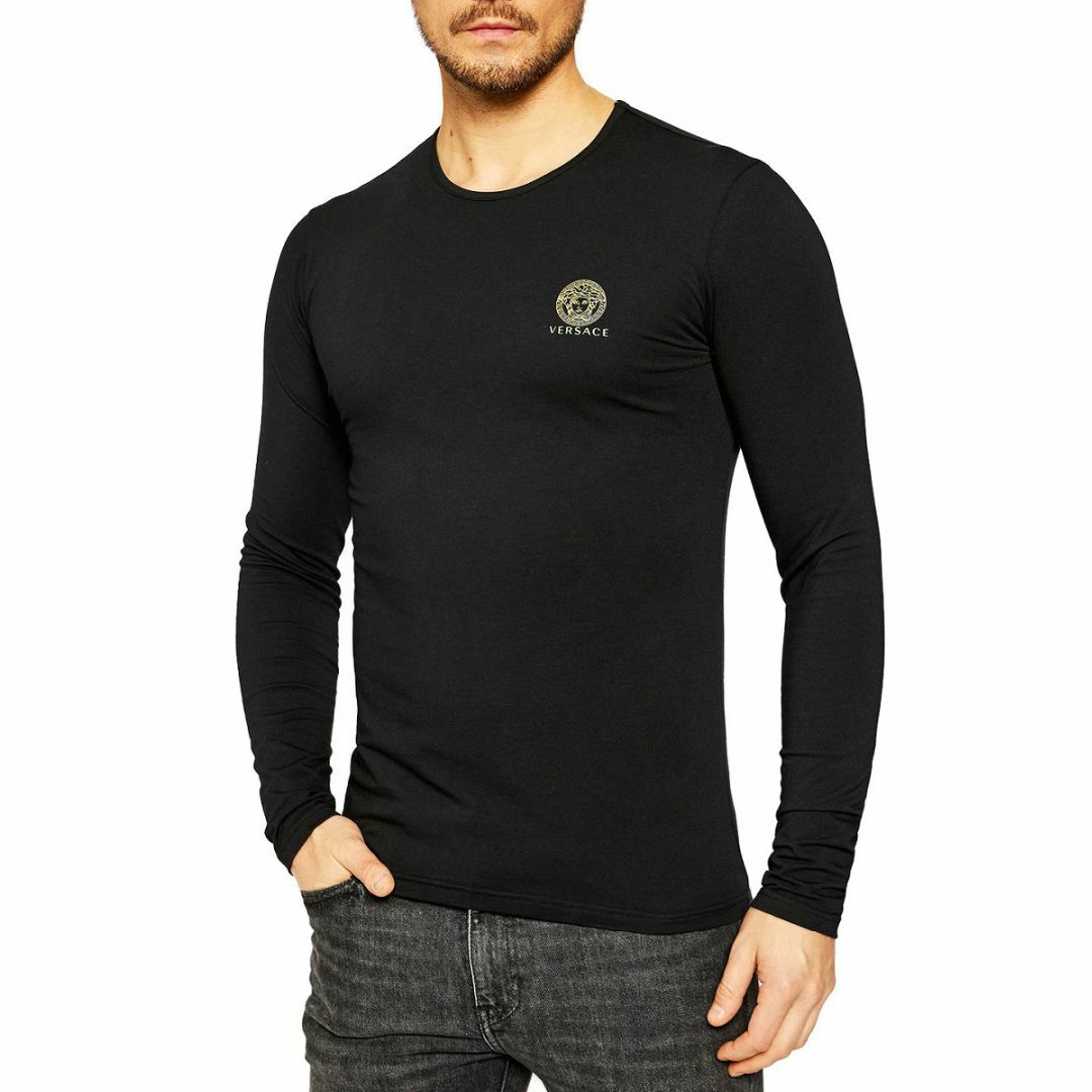 VERSACE(ヴェルサーチ)の送料無料 5 VERSACE ヴェルサーチ AUU01007 A232741 ブラック メデューサ 長袖Tシャツ size 4 メンズのトップス(Tシャツ/カットソー(七分/長袖))の商品写真