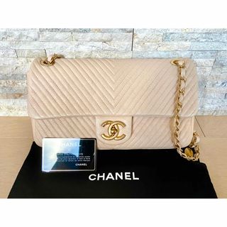 シャネル(CHANEL)の★美品★ シャネル シェブロン ダブルチェーンバッグ ベージュ ゴール(ショルダーバッグ)