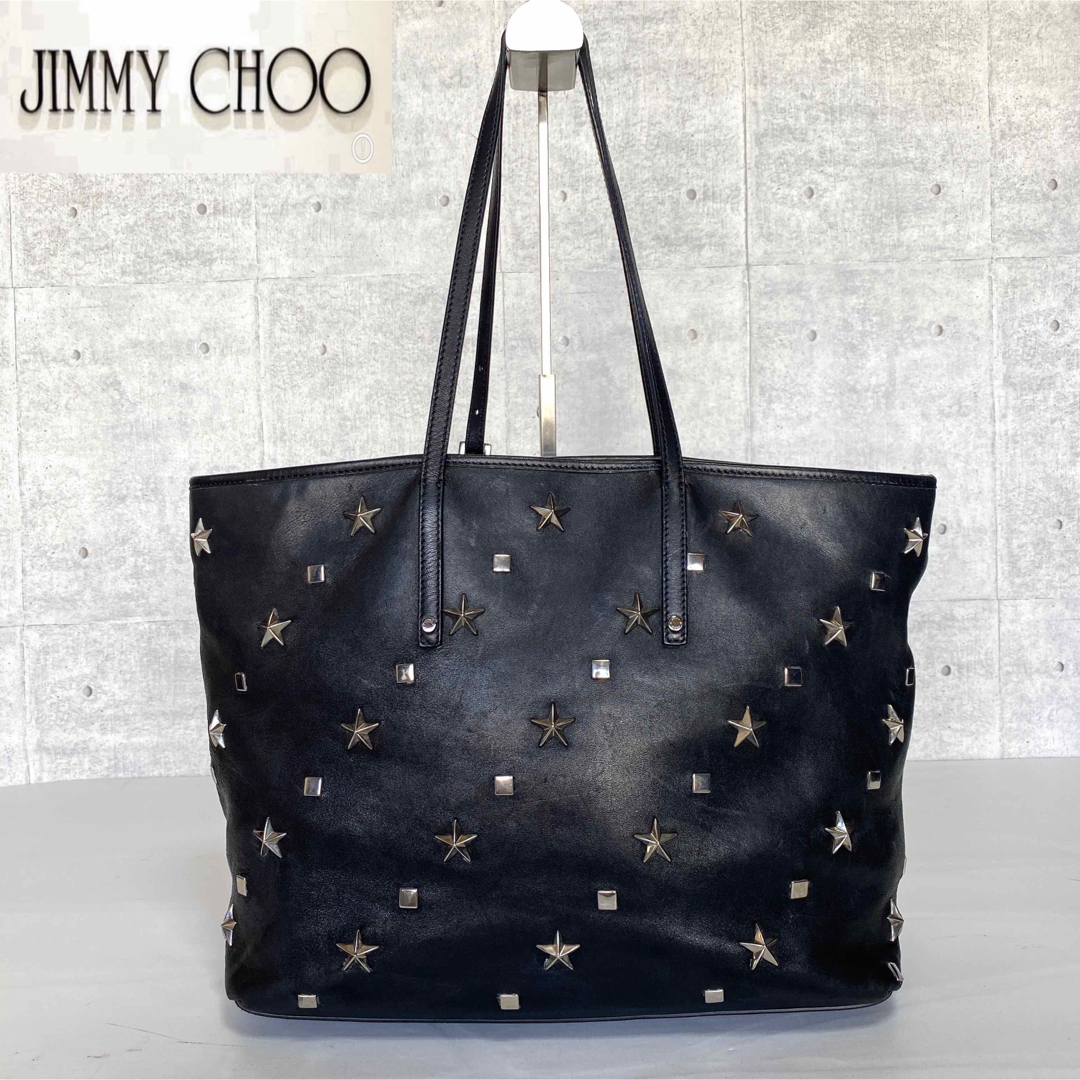 JIMMY CHOO - 【JIMMY CHOO】SASHA/M BLACK スタースタッズ トート